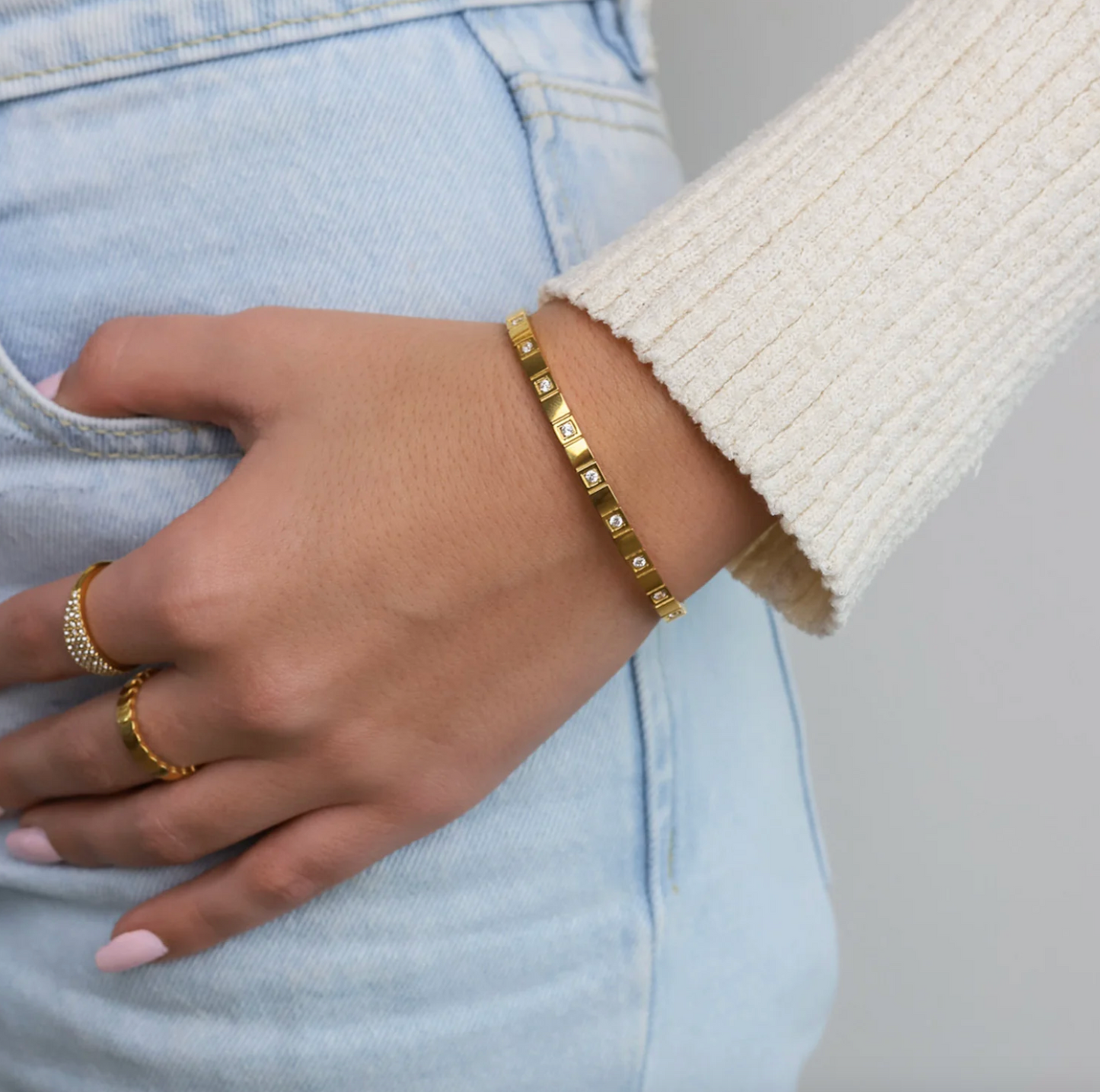 Bracelet Cube d’Éclat en acier inoxydable résistant à l’eau