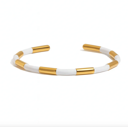 Bracelet Jonc Éclat Blanc & Or